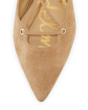 Rosie Pointed-Toe Lace-Up Flat, Golden Caramel