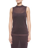 Marie Metallic Knit Sleeveless Top, Nightshade