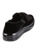 Bow Velvet Skate Sneaker, Black