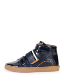 Herick Leather High-Top Sneaker, Navy