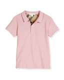 Mini PPM Pique Polo Shirt, Light Pink, Size 4-14