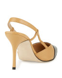 Evocity Two-Tone Pointed-Toe Pump, Black/Beige