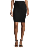 Papier Knit Pencil Skirt, Caviar
