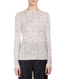 Long-Sleeve Speckle-Print T-Shirt, Black/White Speckle