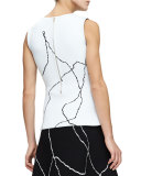 Calder Sleeveless Line Art Top, White