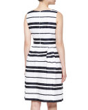 Sleeveless Striped Pleated-Skirt Dress 