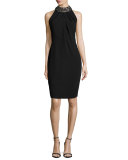 Sleeveless Embellished Cocktail Dress, Black