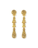 Golden Tiered Baguette Teardrop Earrings