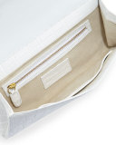 Crocodile Bar Clutch Bag, White Shiny