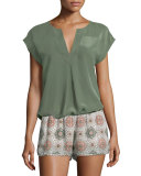 Layana Tile-Printed Silk Shorts