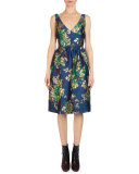 Dora Floral Jacquard V-Neck Dress