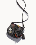 17 Varsity-Patch Leather Saddle Bag, Black