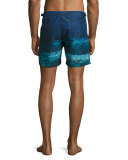 Bulldog Deep Sea Printed Swim Trunks, Blue