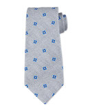 Spaced Floral-Medallion Print Silk Tie