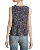 The Peplum Tank Top, Floral Field (Blue)