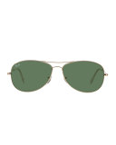 Cockpit Monochromatic Aviator Sunglasses, Green/Gold
