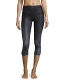 High-Waist Airbrush Capri Leggings, Gradient Black