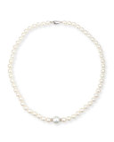 Aura 18K White Gold Pearl & Diamond Necklace