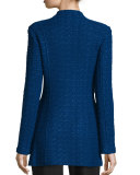 Textured-Knit Funnel-Neck Jacket, Prussian Blue