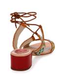Beaded Lace-Up 45mm Sandal, Orange/Multi