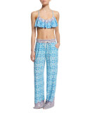 Seaside Tile Printed Coverup Pants