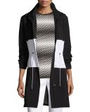 Colorblock Drawstring Tech Jacket, Caviar/Bianco