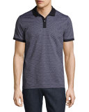 Micro-Pattern Polo Shirt, Navy