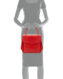 Crocodile Large Structured Top-Handle Bag, Red Matte