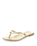 Oliver Flat Snake-Embossed Thong Sandal