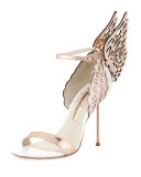 Evangeline Angel Wing Sandal, Rose Gold/White