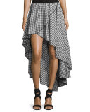 Adelle Cotton Gingham Skirt, Black/White