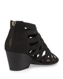 Oodle Caged Leather Sandal, Black