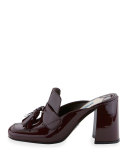 Patent Leather Tassel Mule Pump, Granato