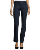 Thompson Abstract Jacquard Slim-Leg Jeans, Dark Blue