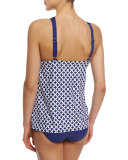 Coastal Geo-Printed High-Neck Swim Top