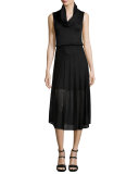 Jacey Cowl-Neck Blouson Dress, Black