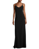 Tammi Sleeveless Scoop-Neck Gown, Black