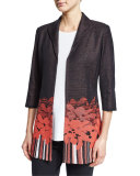 3/4-Sleeve Border-Print Jacket 