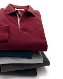 Long-Sleeve Oxford Polo Shirt, Charcoal Melange