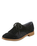 Brogue Suede & Wool Kiltie Oxford, Black