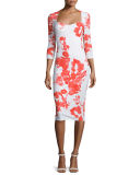 Custom Collection: Serenity 3/4-Sleeve Floral-Print Sheath Dress