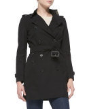 Double-Breasted Trench Coat, Jet Black