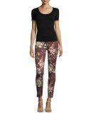 Nottingham Floral-Print Skinny Jeans, Red Multi