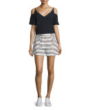 Hamilton Striped Shorts, Ivory/Black