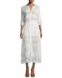 Beth Prairie Lace Button-Front Maxi Dress, White