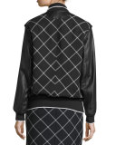 Edith Windowpane Varsity Jacket, Black/White