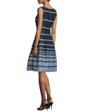Sleeveless Scalloped Jacquard Fit & Flare Dress