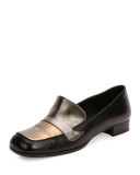 Monte Colorblock Leather Moccasin, Antique Brass