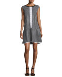 Cap-Sleeve Striped Ruffle-Hem Dress, Stripe