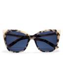 Cat and Mouse Cat-Eye Sunglasses, White Tortoise